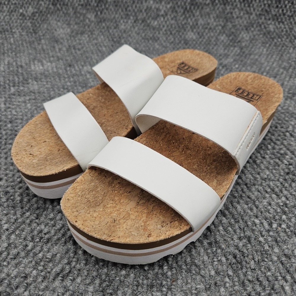 Reef (Women's 7) White Cushion Vista Hi Platform Sandals Slip On Slides Shoes